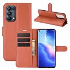 For OPPO Reno5 Pro 5G Litchi Texture Horizontal Flip Protective Case with Holder & Card Slots & Wallet(Brown) - 1