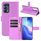 For OPPO Reno5 Pro 5G Litchi Texture Horizontal Flip Protective Case with Holder & Card Slots & Wallet(Purple) - 1