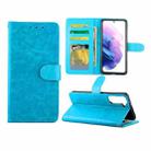For Samsung Galaxy S21+ 5G/S21 Plus 5G Crazy Horse Texture Leather Horizontal Flip Protective Case with Holder & Card Slots & Wallet & Photo Frame(Baby Blue) - 1