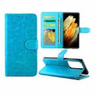 For Samsung Galaxy S21 Ultra 5G Crazy Horse Texture Leather Horizontal Flip Protective Case with Holder & Card Slots & Wallet & Photo Frame(Baby Blue) - 1