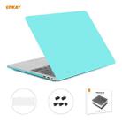 ENKAY 3 in 1 Matte Laptop Protective Case + US Version TPU Keyboard Film + Anti-dust Plugs Set for MacBook Pro 13.3 inch A1706 / A1989 / A2159 (with Touch Bar)(Cyan) - 1