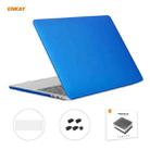 ENKAY 3 in 1 Matte Laptop Protective Case + EU Version TPU Keyboard Film + Anti-dust Plugs Set for MacBook Pro 15.4 inch A1707 & A1990 (with Touch Bar)(Dark Blue) - 1