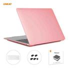 ENKAY 3 in 1 Matte Laptop Protective Case + US Version TPU Keyboard Film + Anti-dust Plugs Set for MacBook Air 13.3 inch A1932 (2018)(Pink) - 1