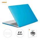 ENKAY 3 in 1 Matte Laptop Protective Case + EU Version TPU Keyboard Film + Anti-dust Plugs Set for MacBook Pro 16 inch A2141 (with Touch Bar)(Light Blue) - 1