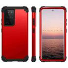 For Samsung Galaxy S21 Ultra  5G PC+ Silicone Three-piece Anti-drop Mobile Phone Protective Back Cover(Red) - 1