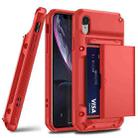 For iPhone X/XS PC+TPU Shockproof Heavy Duty Armor Protective Case with Slide Multi-Card Slot(Red) - 1