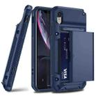 For iPhone X/XS PC+TPU Shockproof Heavy Duty Armor Protective Case with Slide Multi-Card Slot(Dark Blue) - 1