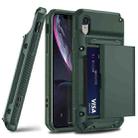 For iPhone X/XS PC+TPU Shockproof Heavy Duty Armor Protective Case with Slide Multi-Card Slot(Army Green) - 1