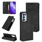 For OPPO Reno 5 5G Retro-skin Business Magnetic Suction Leather Case with Holder & Card Slots & Wallet(Black) - 1