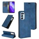 For OPPO Reno 5 5G Retro-skin Business Magnetic Suction Leather Case with Holder & Card Slots & Wallet(Dark Blue) - 1