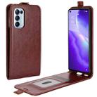 For OPPO Reno5 5G R64 Texture Single Vertical Flip Leather Protective Case with Card Slots & Photo Frame(Brown) - 1