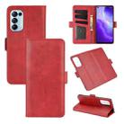 For OPPO Reno5 5G Dual-side Magnetic Buckle Horizontal Flip Leather Case with Holder & Card Slots & Wallet(Red) - 1