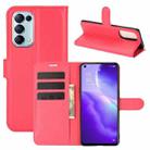 For OPPO Reno5 5G Litchi Texture Horizontal Flip Protective Case with Holder & Card Slots & Wallet(Red) - 1