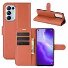 For OPPO Reno5 5G Litchi Texture Horizontal Flip Protective Case with Holder & Card Slots & Wallet(Brown) - 1
