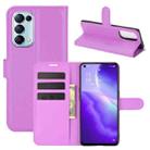 For OPPO Reno5 5G Litchi Texture Horizontal Flip Protective Case with Holder & Card Slots & Wallet(Purple) - 1