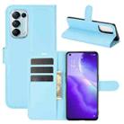 For OPPO Reno5 5G Litchi Texture Horizontal Flip Protective Case with Holder & Card Slots & Wallet(Blue) - 1
