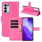 For OPPO Reno5 5G Litchi Texture Horizontal Flip Protective Case with Holder & Card Slots & Wallet(Rose Red) - 1