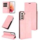 For Samsung Galaxy S21 Plus 5G Retro-skin Business Magnetic Suction Leather Case with Holder & Card Slots & Wallet(Pink) - 1