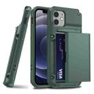 For iPhone 12 mini Shockproof Heavy Duty Armor Protective Case with Slide Multi-Card Slot(Army Green) - 1