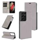For Samsung Galaxy S21 Ultra 5G Retro-skin Business Magnetic Suction Leather Case with Holder & Card Slots & Wallet(Grey) - 1
