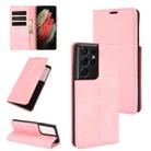 For Samsung Galaxy S21 Ultra 5G Retro-skin Business Magnetic Suction Leather Case with Holder & Card Slots & Wallet(Pink) - 1