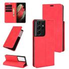 For Samsung Galaxy S21 Ultra 5G Retro-skin Business Magnetic Suction Leather Case with Holder & Card Slots & Wallet(Red) - 1