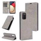 For Samsung Galaxy A02s (US Version) / M02s Retro-skin Business Magnetic Suction Leather Case with Holder & Card Slots & Wallet(Grey) - 1