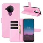 For Nokia 5.4 Litchi Texture Horizontal Flip Protective Case with Holder & Card Slots & Wallet(Pink) - 1