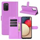 For Samsung Galaxy A02s (US Version) / M02s Litchi Texture Horizontal Flip Protective Case with Holder & Card Slots & Wallet(Purple) - 1