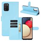 For Samsung Galaxy A02s (US Version) / M02s Litchi Texture Horizontal Flip Protective Case with Holder & Card Slots & Wallet(Blue) - 1