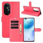 For Huawei nova 8 Pro 5G Litchi Texture Horizontal Flip Protective Case with Holder & Card Slots & Wallet(Red) - 1