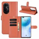 For Huawei nova 8 Pro 5G Litchi Texture Horizontal Flip Protective Case with Holder & Card Slots & Wallet(Brown) - 1