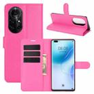 For Huawei nova 8 Pro 5G Litchi Texture Horizontal Flip Protective Case with Holder & Card Slots & Wallet(Rose red) - 1