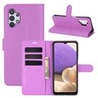 For Samsung Galaxy A32 5G Litchi Texture Horizontal Flip Protective Case with Holder & Card Slots & Wallet(Purple) - 1