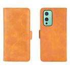 For OnePlus 9 Dual-side Magnetic Buckle Horizontal Flip Leather Case with Holder & Card Slots & Wallet(Yellow) - 2