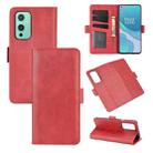 For OnePlus 9 Dual-side Magnetic Buckle Horizontal Flip Leather Case with Holder & Card Slots & Wallet(Red) - 1