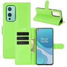 For OnePlus 9 Litchi Texture Horizontal Flip Protective Case with Holder & Card Slots & Wallet(Green) - 1