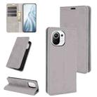 For Xiaomi Mi 11 Retro-skin Business Magnetic Suction Leather Case with Holder & Card Slots & Wallet(Grey) - 1