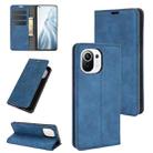 For Xiaomi Mi 11 Retro-skin Business Magnetic Suction Leather Case with Holder & Card Slots & Wallet(Dark Blue) - 1