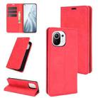For Xiaomi Mi 11 Retro-skin Business Magnetic Suction Leather Case with Holder & Card Slots & Wallet(Red) - 1