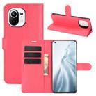 For Xiaomi Mi 11 Litchi Texture Horizontal Flip Protective Case with Holder & Card Slots & Wallet(Red) - 1