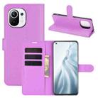 For Xiaomi Mi 11 Litchi Texture Horizontal Flip Protective Case with Holder & Card Slots & Wallet(Purple) - 1