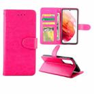 For Samsung Galaxy S21 5G Crazy Horse Texture Leather Horizontal Flip Protective Case with Holder & Card Slots & Wallet & Photo Frame(Rose Red) - 1