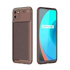 For OPPO Realme C20 Carbon Fiber Texture Shockproof TPU Case(Brown) - 1