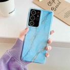 Four Corners Anti-Shattering Flow Gold Marble IMD Phone Back Cover Case For Samsung Galaxy Note20(Sky Blue DL8) - 1