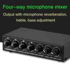 B054 4-Channel Microphone Mixer Support Stereo Output With Reverb Treble And Bass Adjustment, USB 5V Power Supply, US Plug - 11