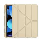 Multi-folding Surface PU Leather Matte Anti-drop Protective TPU Case with Pen Slot for iPad Air 2022 / 2020 10.9(Gold) - 1
