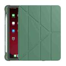 Multi-folding Surface PU Leather Matte Anti-drop Protective TPU Case with Pen Slot for iPad Air 2022 / 2020 10.9(Dark Green) - 1