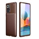 For Xiaomi Redmi Note 10 4G Carbon Fiber Texture Shockproof TPU Case(Brown) - 1