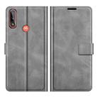 Retro Calf Pattern Buckle Card Wallet Left and Right Flip Phone Holster with Bracket Function For Motorola E7 Power(Gray) - 1